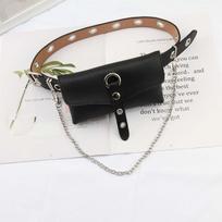 New PU fashion trend decorative women's Fanny pack Full hole punk style belt jk accessories mobile phone bag chain belt