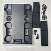 Žaidimų valdiklio įkroviklis su LED indikatoriumi VR ausinėms, palaikantis stabilų išėjimą, 4 pagrindai, kairys ir dešinys belaidžio žaidimų valdiklio įkrovimo pagrindas PS5/PS VR2 29.8*20*5cm juoda