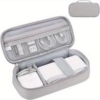 Electronics Travel Organizer Bag with Cable Management Compartments Tech Case with Zippered Pocket, Portable Carry-On for Chargers šviesiai pilka spalva