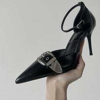 Mada Mada Moteriški Aukštakulniai Sandalai Metalinė Sagtis Smailus Pirštas 6cm/8cm Aukšti Kulniukai Moteriški Batai Y2K Elegantiški Moteriški Aukštakulniai 35