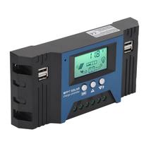 12V 24V Solar Charge Controller Regulator 4 USB Ports 5V 2.5A Parameter Adjustable LCD Display for Home RV Boat 100A