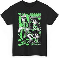 Tsuyu Asui Froppy Anime Marškinėliai Herojaus Kostiumas Estetika Trumpomis Rankovėmis Grafinis T-shirt Unisex Juodi Marškinėliai S juoda