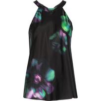 Marškiniai be rankovių moterims, Juoda, Sleeveless satin top