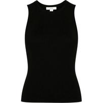 Marškiniai be rankovių moterims, Juoda, Ribbed high nk tank