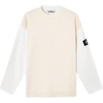 Stone Island Ss25 Raw Beauty Series Spliced Crew Neck Loose Fit Long Sleeve Knit Sweater Men sweater K2S155100014S00TB-V0093 M