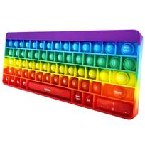 Axroad Mall Keyboard-Shaped Pop It Fidget Toy, Silicone Anti-Anxiety Stress Relief Toy, Reusable for Kids & Adults, 27x10.8cm, Multicolor