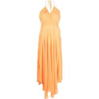Midi suknelė moterims, Oranžinė, Crinkle rayon dress