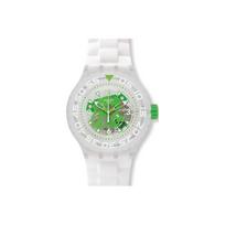 Swatch Libre serijos kvarcinis laikrodis, atsparus vandeniui iki 30M, 44mm, skeletinis ciferblatas, plastmasinis korpusas, silikoninis dirželis, vyriški laikrodžiai SUUK100 Transparent