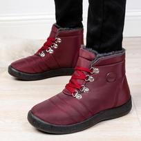Ladies Autumn Winter Plus Velvet Sneakers Anti Slip Shock Absorbing Warm Shoes Waterproof Snow Shoes 35 raudona