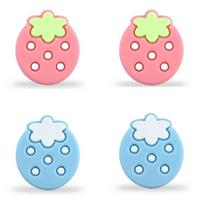 4 Pcs Strawberry Silicone Thumb Grip Caps for PS4 PS5 Controller - 2 Pink + 2 Blue One Size rožinė/mėlyna