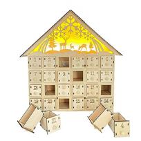Christmas Wooden Holiday Decoration LED Lights 24 Days Countdown Advent Calendar Ornaments Creative Gifts House Shape Handmade M
