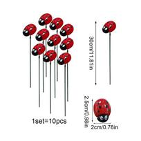 10PCS Rust-proof Ladybug Stakes Waterproof Lawn Stake Small Insects Stakes  Home Decor 10pcs