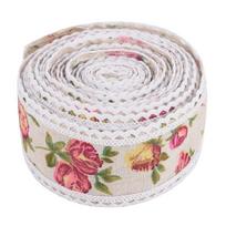 Rustic Style Printed Burlap Ribbon Lace Trim Flower Burlap Ribbon DIY Lace Ribbon  Craft Supplies
