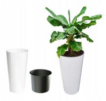 Doniczka Biała Z Połyskiem 25X47Cm Prosperplast Tubus Slim Shine