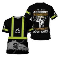 Personalized Name 3D Print Arborist Tee Shirt For Men Lumberjacks Short Sleeve Work T Shirts Cosplay Tree Climber Logger Shirts XS