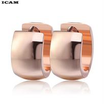 2pcs Black Rose Gold Color Tone Stainless Steel Hoop Earrings Round Loop Earring Men Women Big Size Hyperbole Jewelry