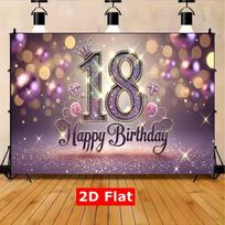 2D 18th Birthday Party Decoration Backdrop, Purple Crown & Diamond Photo Background Banner 47.2x31.5inch/120*80cm