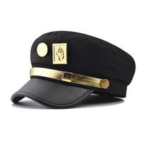 Adventure Kujo Jotaro Cosplay Cap For Men And Women Adult Metal Badge Hat Prop Anime Jojo'S Bizarre All-Match Trendy For Daily 56-58CM