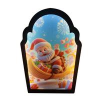 Santa Claus Hologram Mirror Usb Rechargeable Led Novelty Festive Mirror Plastic Christmas Mirror Santa Design Hologram Ornament S