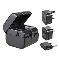 1Pcs Black Universal Travel Adapter Plug All In One Adapter with EU US UK AU Plug Global Travel Power Charger Sockets Converter juoda