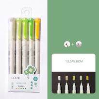 5pcs Metallic Color Art Marker Pens Set Dual Side Round Tip Brush Calligraphy Lettering Drawing Painting Journal School A6241