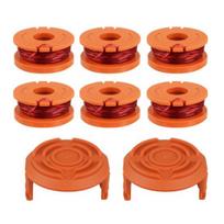 4/6Pcs Replacement Spool Line Parts Grass Trimmer Edger with Cap for WORX WA0010 6Pcs Spool+2Pcs Cap