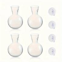 4pcs/set with Suction Cups Wall Mounted Vase Transparent Hanging Fish Tank Mini Flower Pot  Bathroom 4Pcs