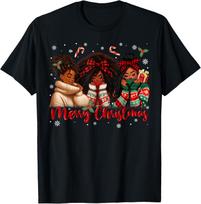 Merry Christmas Black Queen Girl African Santa Melanin Women T-Shirt S įvairiaspalvis