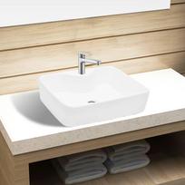 Vidaxl Ceramiczna Umywalka Z Otworem Na Kran, Prostokątna, Biała