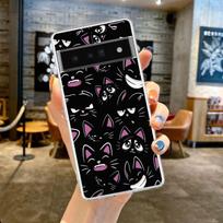Phone Case Cover for Google Pixel 9 8 7 6 5 4 4XL 7A 6A 5A 4A 3A Pro XL 5G Transparent Soft TPU Shell Cute Cartoon Cat Pattern for Pixel 8