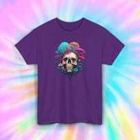 Mushroom Skull Psychedelic Gothic Art Trippy Aesthetic Graphic Tee Shirt S-5XL S įvairiaspalvis