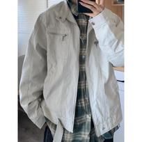 Men's Solid Beige Stand Collar Multi Pocket Zip Up Casual Workwear Jacket M smėlis