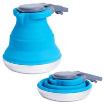 Collapsible Kettle - 1.5L Food Grade Silicone Teapot with Lid Lock - Hot Water, Coffee, Tea - Portable Travel, Camping, Hiking - (Blue,1.5L) mėlyna
