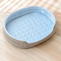 Breathable Cooling Pet Nest Oval Ice Pad Pet Mat Dog Mattress Dog Cooling Bed  Dogs Cats 19.69x14.57 in mėlyna