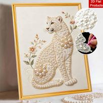 Pearl Art Painting Kit for Adults and Beginners Elegant White Leopard Sparkling Painting Craft Home Wall Decor Handmade Gift 30x40cm