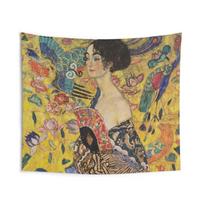 Gustav Klimt tapestry with a celebrity fan 75x100 juoda