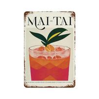 Mfoever  Vintage Fruit Juice Mojito Aperol Spritz Posters and Sangria Drink Negroni Metal Tin Sign Plaque Club Bar Home Decor Wall Plate (as the picture,20x30cm)