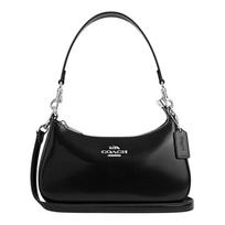 COACH Teri 25 Logo Zip Closure Calf Leather Crossbody Shoulder Bag Medium Women's Black juoda