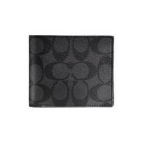 COACH 3-in-1 piniginė 11 Classic presbiopinė dvigubo sulankstymo trumpa dengto audinio piniginė mini vyriška juoda pilka juoda