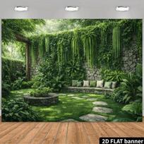 2D Realistic Lush Green Garden Scene Backdrop for Photography 47.2x31.5inch/120*80cm