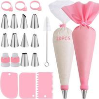 40Pcs/Set Piping Bags And Tips Set Cake Diy Decorating Kit With Stainless Steel Nozzle Reusable Tpu Pastry Cake Decorating Tools rožinė