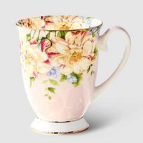 Mėlynos rožinės gėlės Šiaurės Europa Bone China puodeliai, didelės talpos kūrybingas pastoracinis vandens puodelis pienui ir kavai namų arbatos rinkinys rožinė