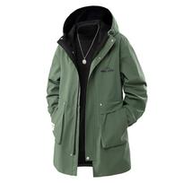 Medium-length Windbreaker Jacket Men Plus Size Jacket Coat Spring Autumn Outerwear Male Clothing S žalia