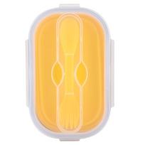800ml Portable Silicone Folding Lunch Box Bento Boxes Food Container for Outdoor Travel geltona