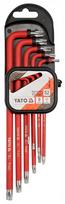 L tipo raktų rinkinys | ilgi | S2 | T-Star su skylutėm (Torx) T10 - T50 | 9 vnt. (YT-0563)