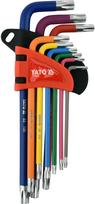 L tipo raktų rinkinys | spalvoti / S2 | T-Star (Torx) / T10 - T50 | 9 vnt. (YT-05633)