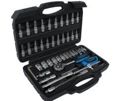 Galvučių su terkšle rinkinys 1/4", 46vnt. (KR141046)