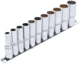 Galvučių rinkinys, 12 kampų, ilgos | 10 mm (3/8") | 8 - 19 mm | 11 vnt. (5252)