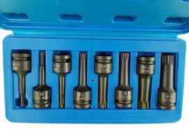 Smūginių antgalių rinkinys – Spline (XZN) profesionalus CR-MO – 1/2" | M5–M18 | 9 vnt. (S1102)