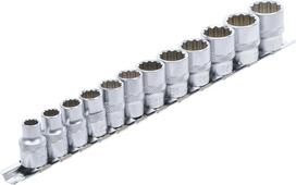 Galvučių rinkinys 12 kampų | 10 mm (3/8") | 8 - 19 mm | 12 vnt. (9105)
